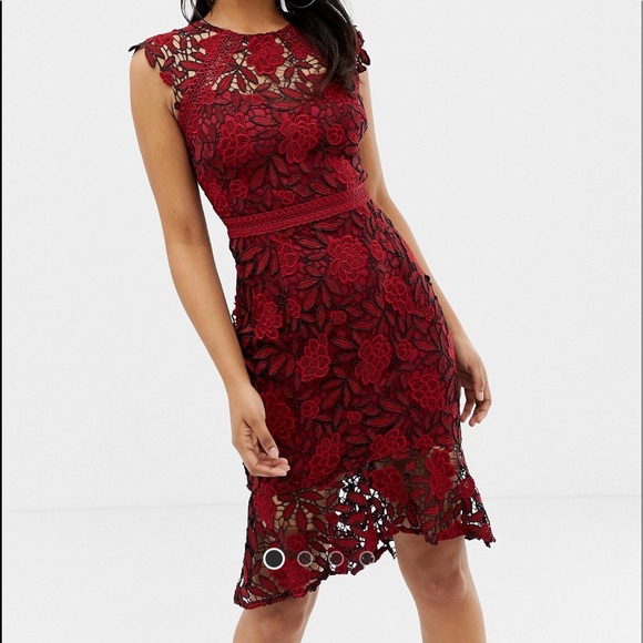 knee length dresses for ladies lipsy london Black Premium 3d Floral Print Lace Long Sleeve Bodycon Mi –  Reliked main image 1